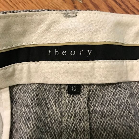 Theory Tweed Wool Trousers Grey Sz 10 - Picture 5 of 9